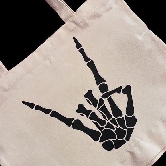 NWT Wool + Pepper Co. Rock Skeleton Hand Tote Bag - Picture 2 of 2